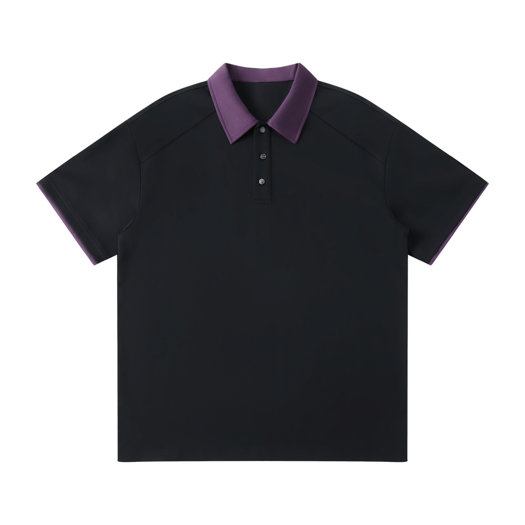 Contrast Collar Raglan Polo Shirt