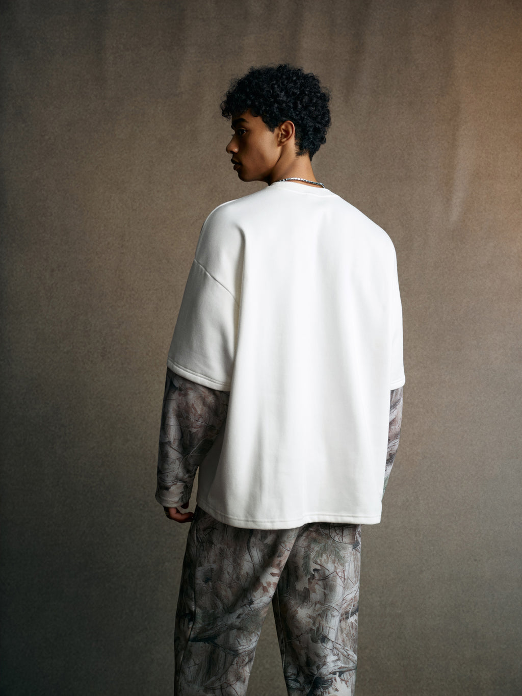 340GSM Men’s Heat Transfer Desert Camouflage Layered Look Long-Sleeve Branch Camouflage